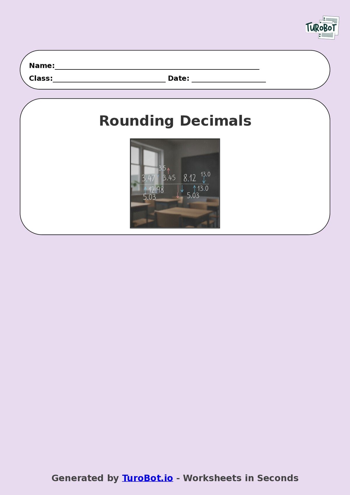 Year 8 Math Worksheet – Rounding Decimals 2