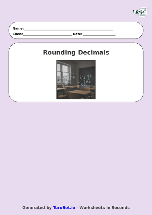 Year 8 Math Worksheet – Rounding Decimals 2
