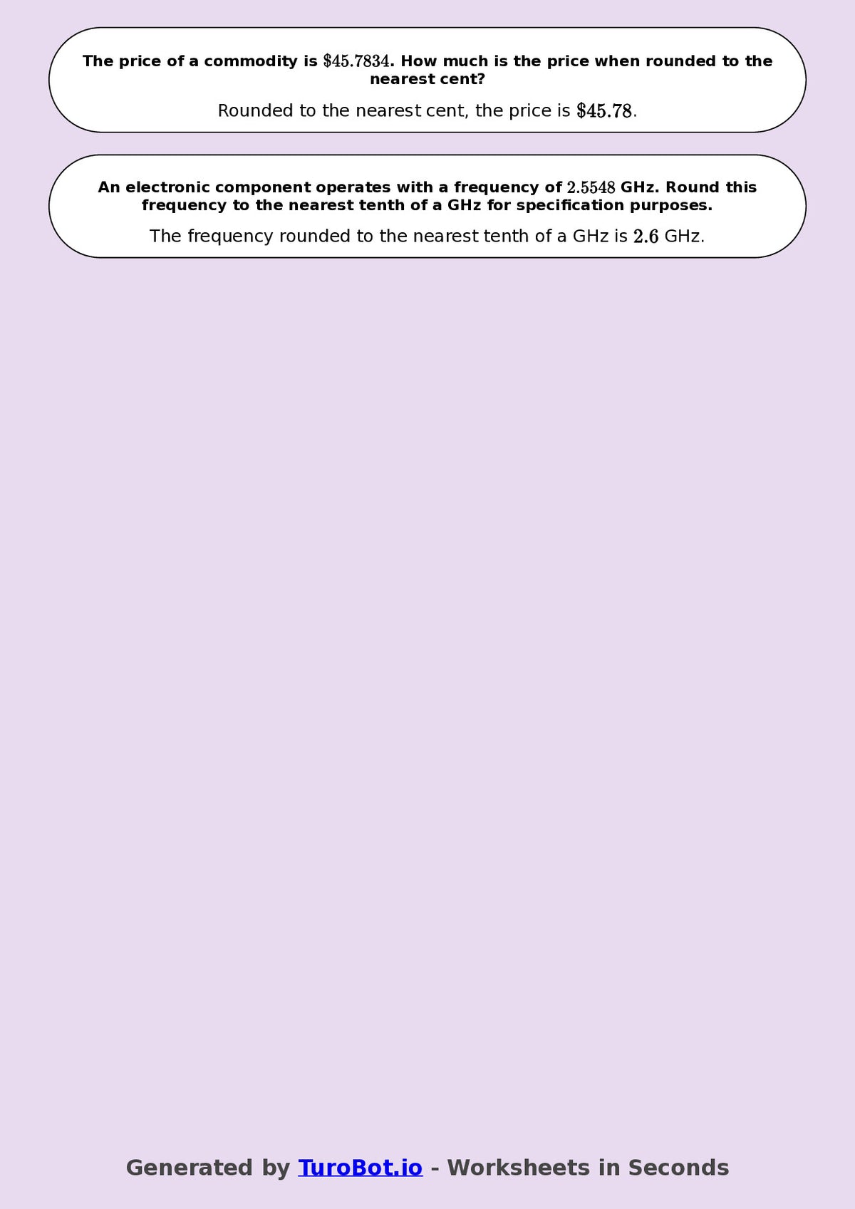 Year 8 Math Worksheet – Rounding Decimals 2