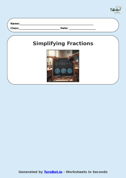 Year 8 Math Multiple Choice Worksheet – Simplifying Fractions