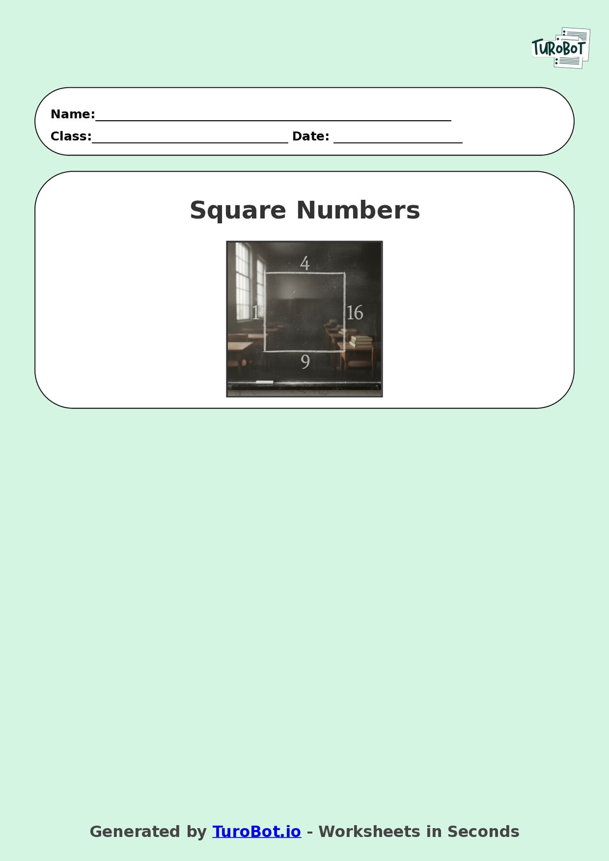 Year 8 Math Multiple Choice Worksheet – Square Numbers and Square Roots 2