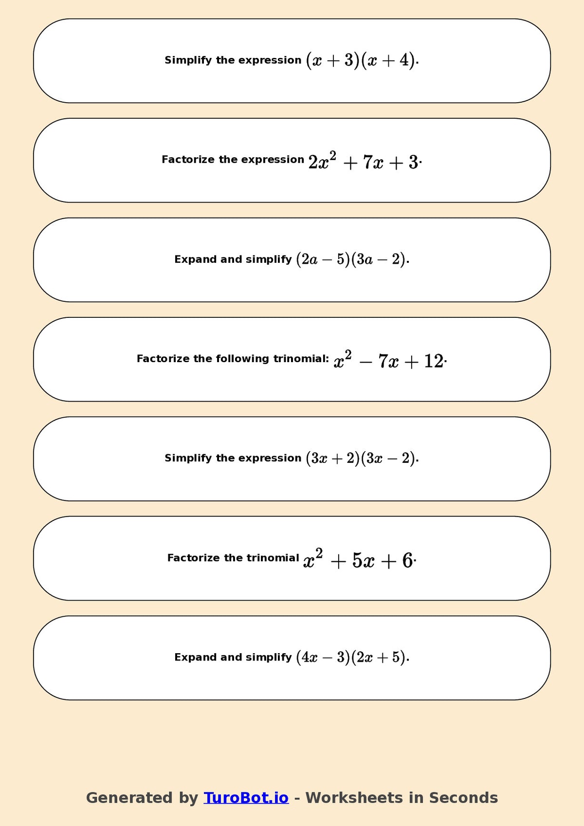 Math - Year 9 - Algebra Factorising and Expanding