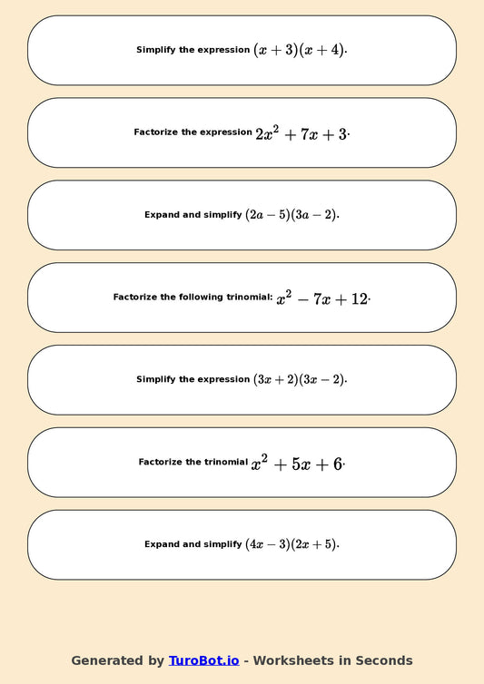 Math - Year 9 - Algebra Factorising and Expanding