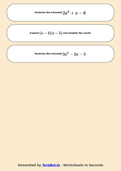 Math - Year 9 - Algebra Factorising and Expanding