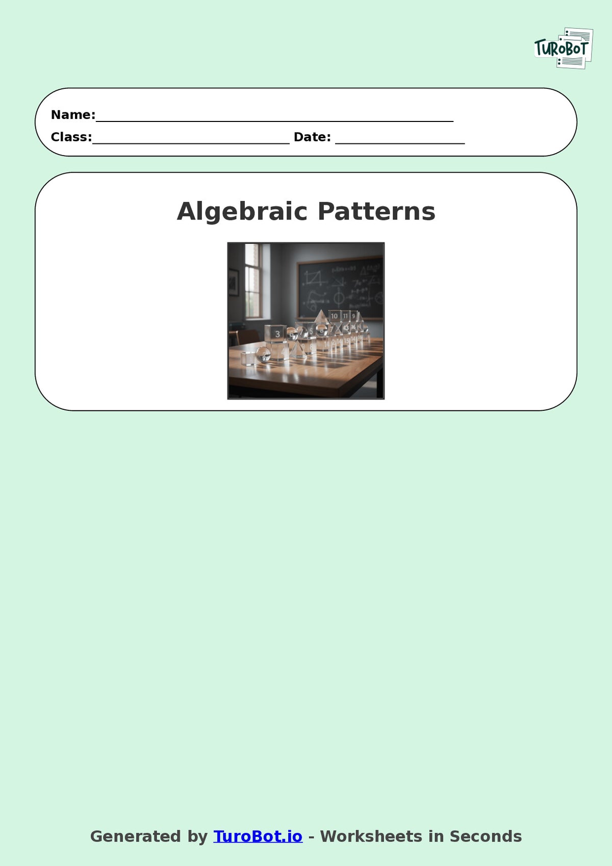 Year 9 Math Worksheet – Algebraic Patterns