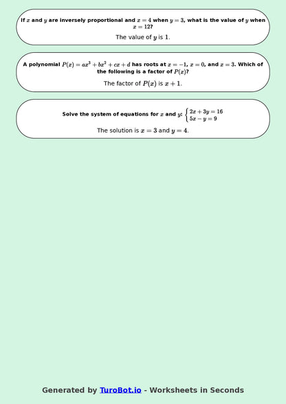 Year 9 Math Worksheet – Algebraic Patterns