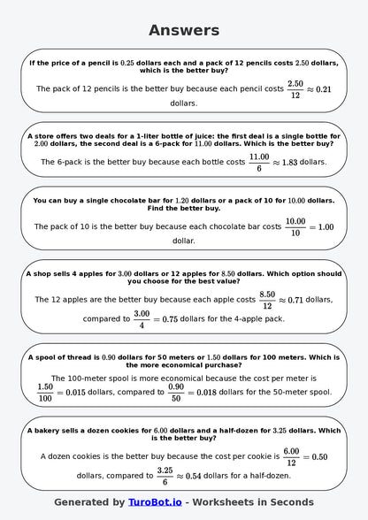 Year 9 Math Worksheet – Best Buy Problems