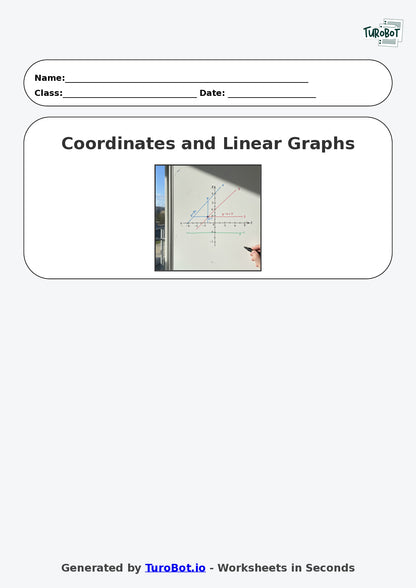 Year 9 Math Multiple Choice Worksheet – Coordinates and Linear Graphs 2