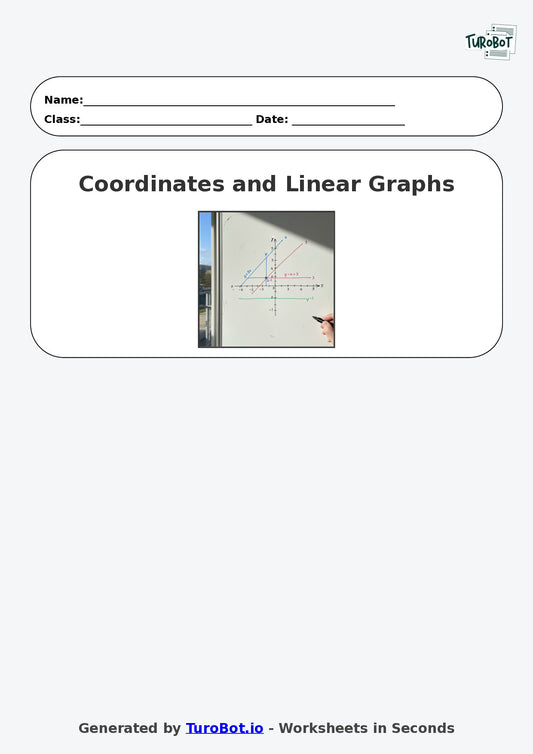 Year 9 Math Multiple Choice Worksheet – Coordinates and Linear Graphs 2
