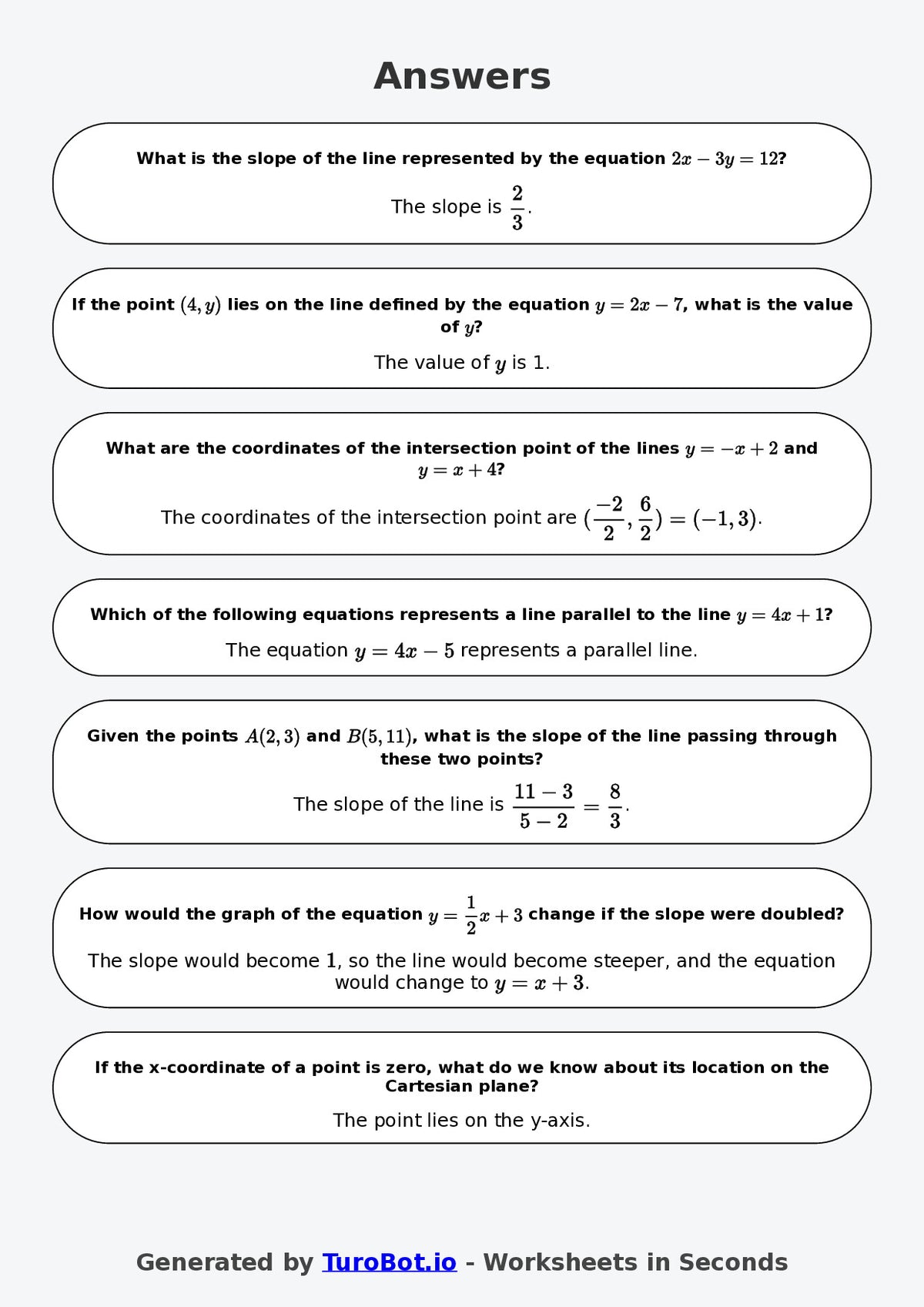 Year 9 Math Multiple Choice Worksheet – Coordinates and Linear Graphs 2