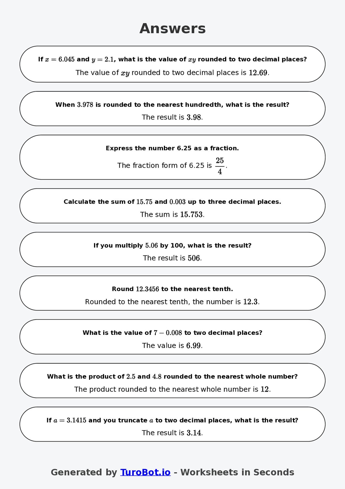 Year 9 Math Worksheet – Decimal Place Value Challenge 2