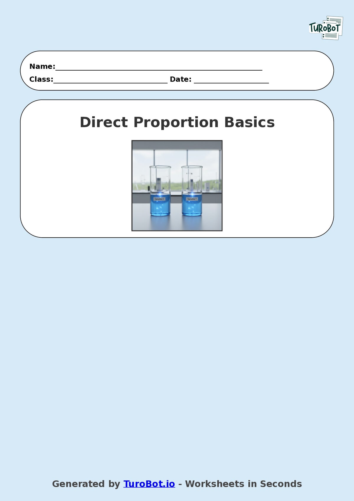Year 9 Math Worksheet – Direct Proportion Basics