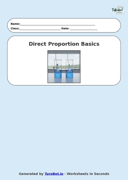 Year 9 Math Worksheet – Direct Proportion Basics