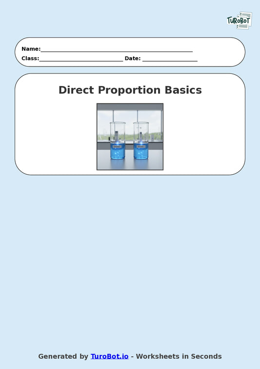 Year 9 Math Worksheet – Direct Proportion Basics