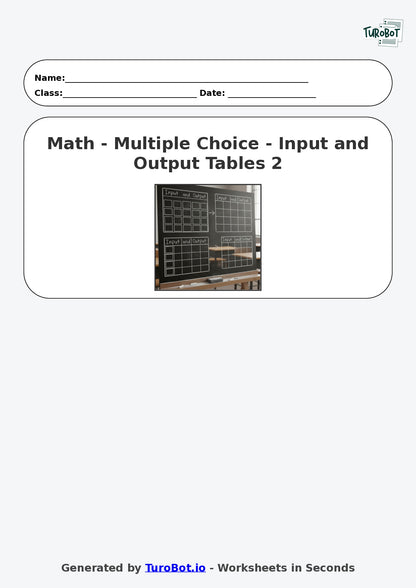 Year 9 Math Worksheet – Input and Output Tables 2
