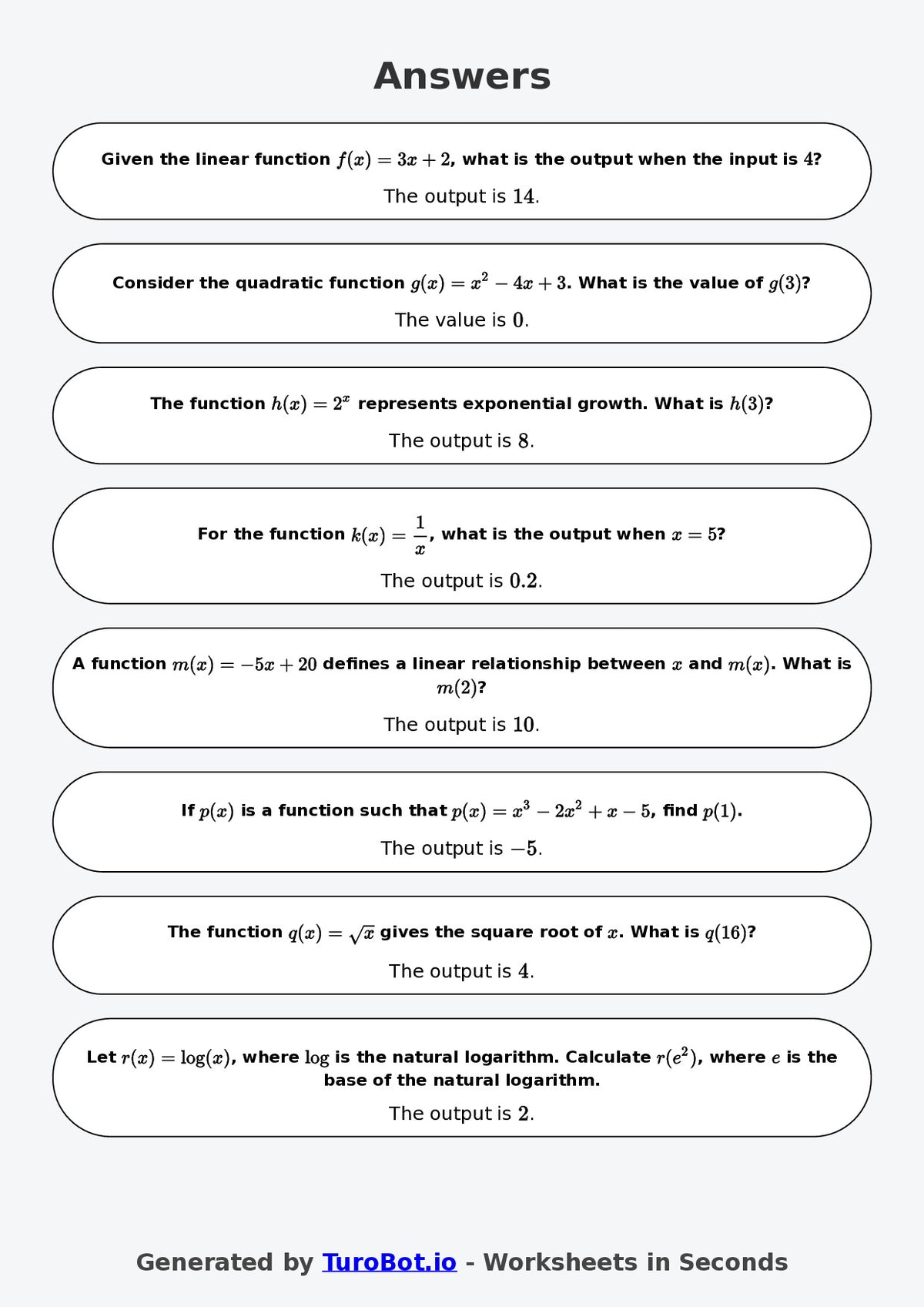Year 9 Math Worksheet – Input and Output Tables 2