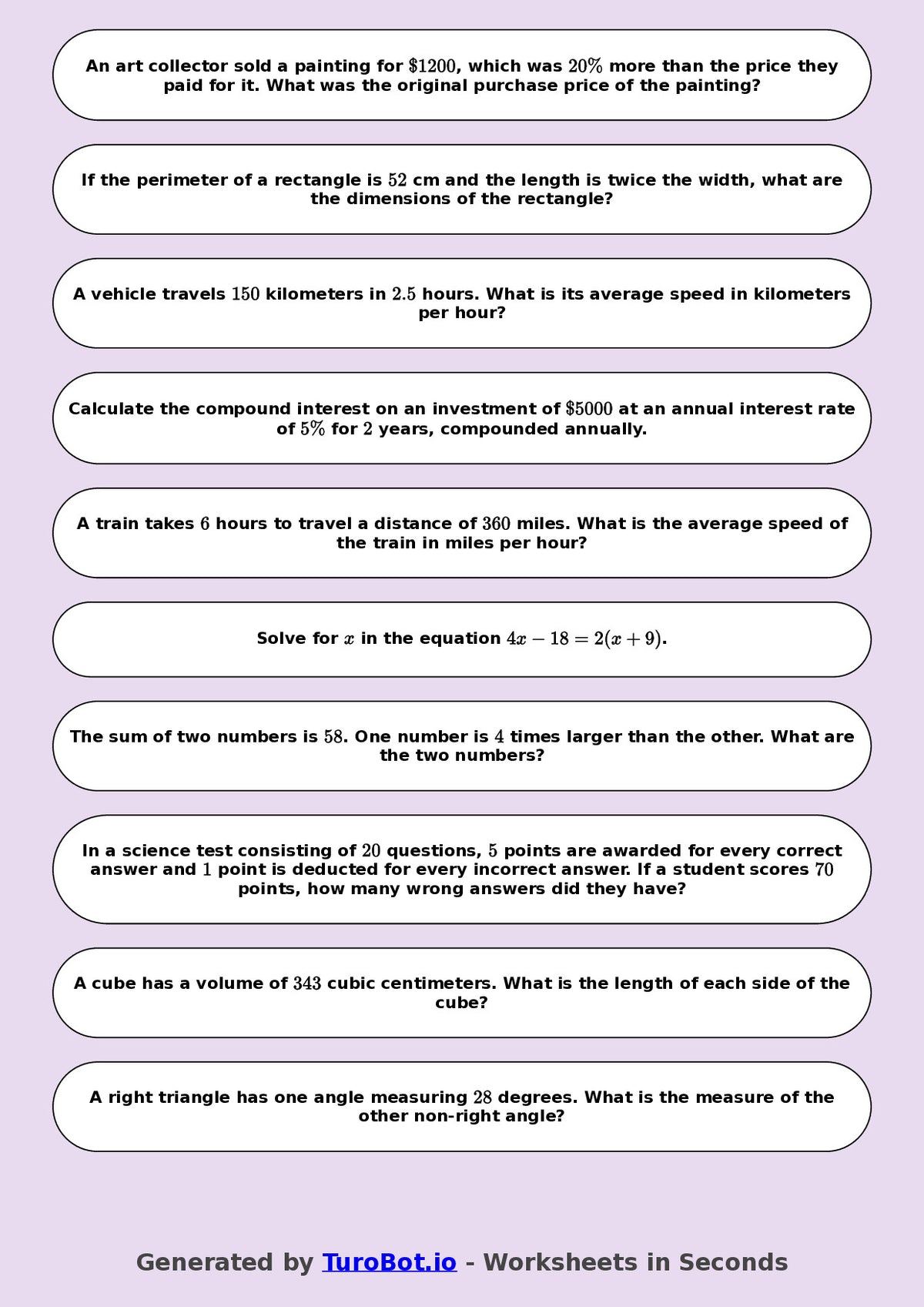 Year 9 Math Mixed Operations Word Problems
