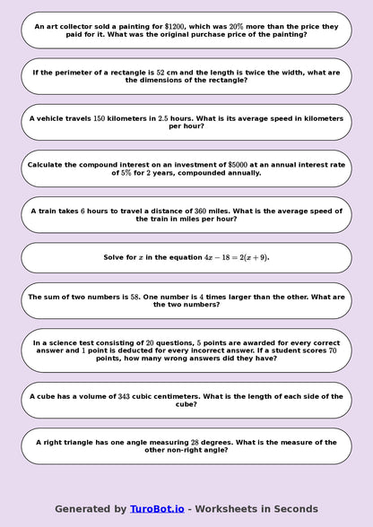 Year 9 Math Mixed Operations Word Problems