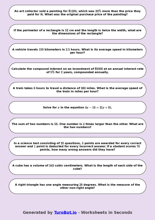 Year 9 Math Mixed Operations Word Problems