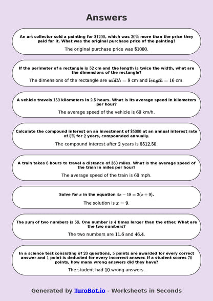 Year 9 Math Mixed Operations Word Problems