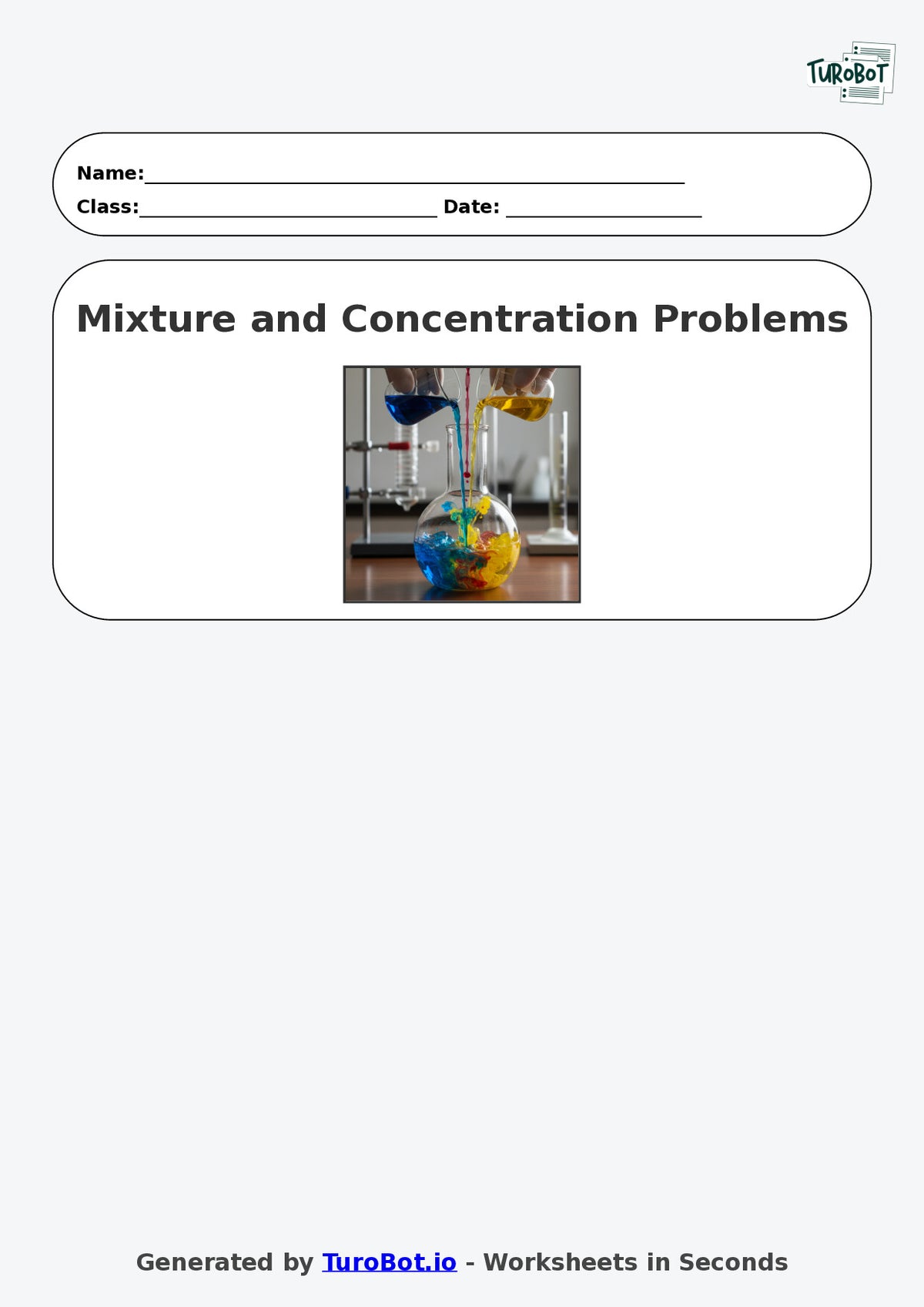 Year 9 Math Worksheet – Mixture and Concentration Problems