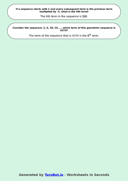 Year 9 Math Multiple Choice Worksheet – Number Patterns and Sequences 2