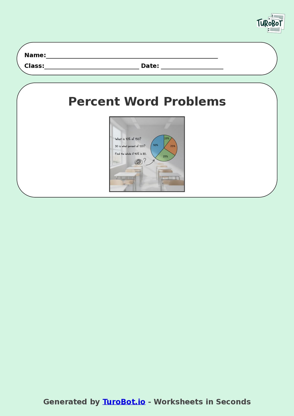 Year 9 Math Worksheet – Percent Word Problems