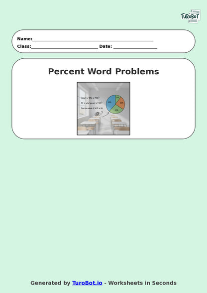 Year 9 Math Worksheet – Percent Word Problems