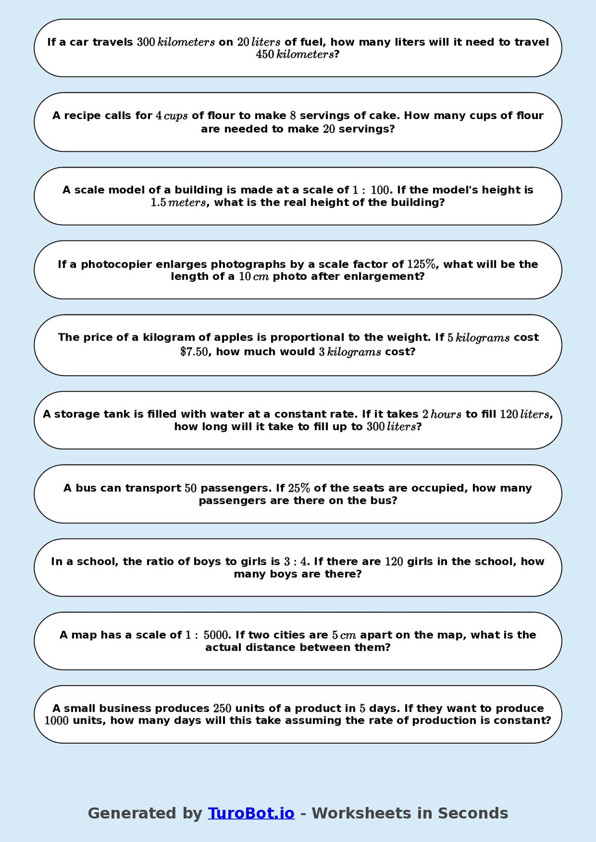 Year 9 Math Worksheet – Proportion in Real Life Contexts