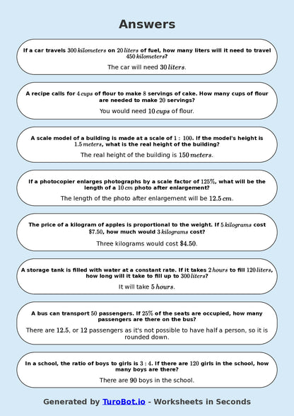 Year 9 Math Worksheet – Proportion in Real Life Contexts