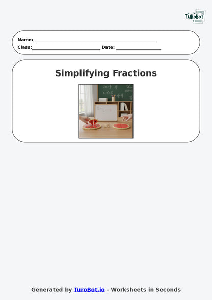 Year 9 Math Worksheet – Simplifying Fractions 2