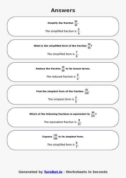 Year 9 Math Worksheet – Simplifying Fractions 2