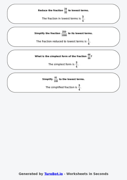 Year 9 Math Worksheet – Simplifying Fractions 2