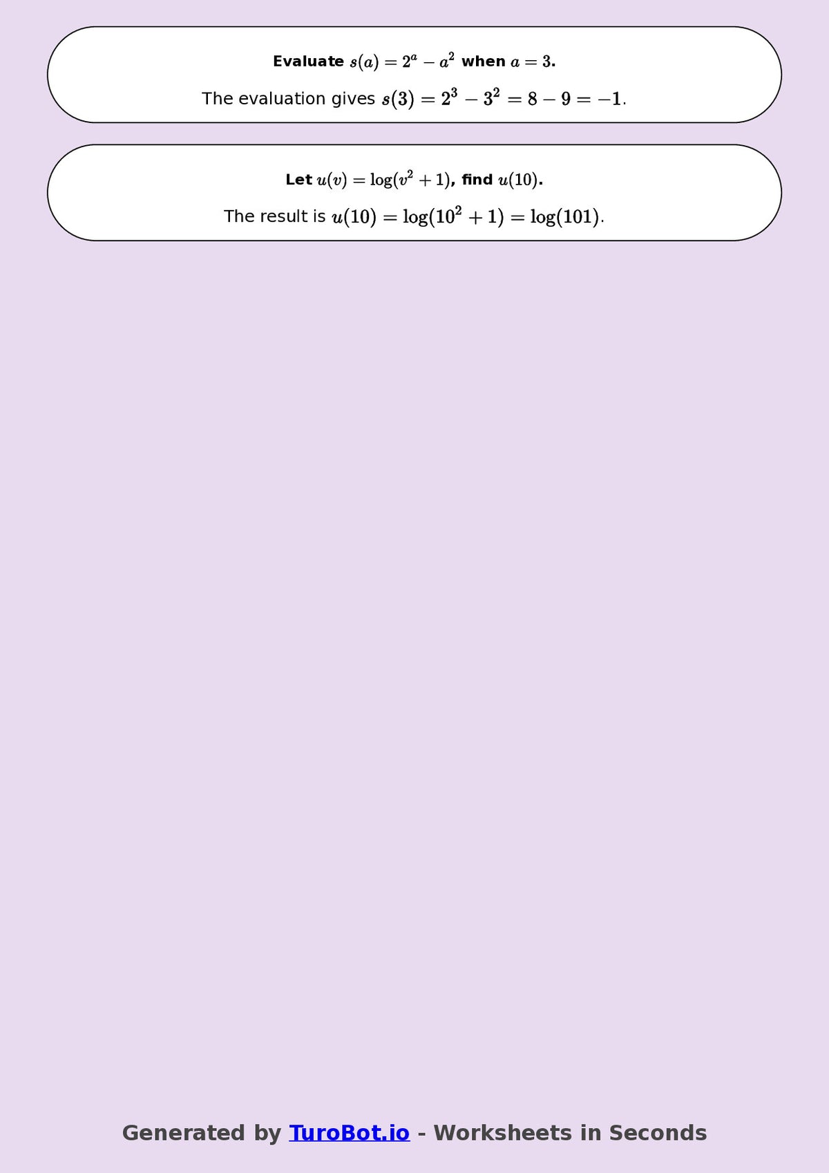 Year 9 Math Multiple Choice Worksheet – Substitution into Expressions