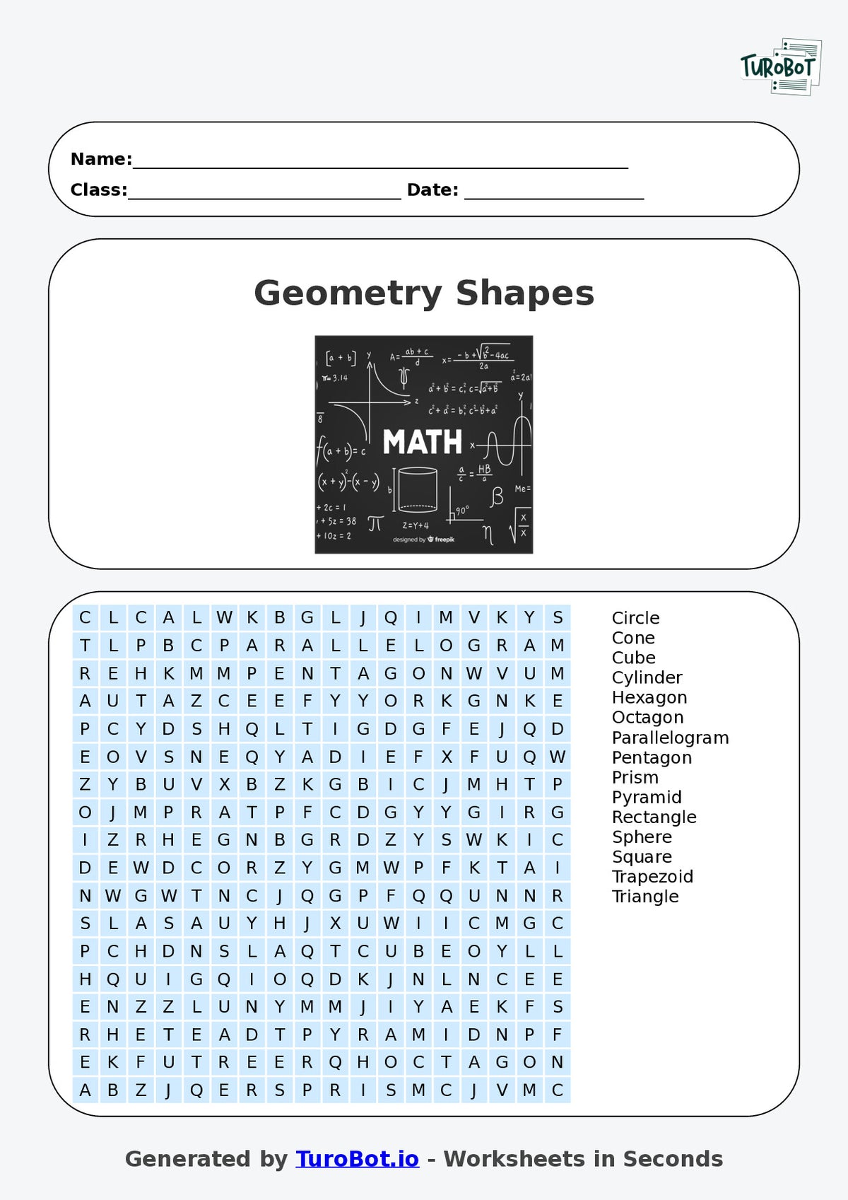 Math - Year 4 - Find a Word - Geometry Shapes – Free Find a Word Worksheet