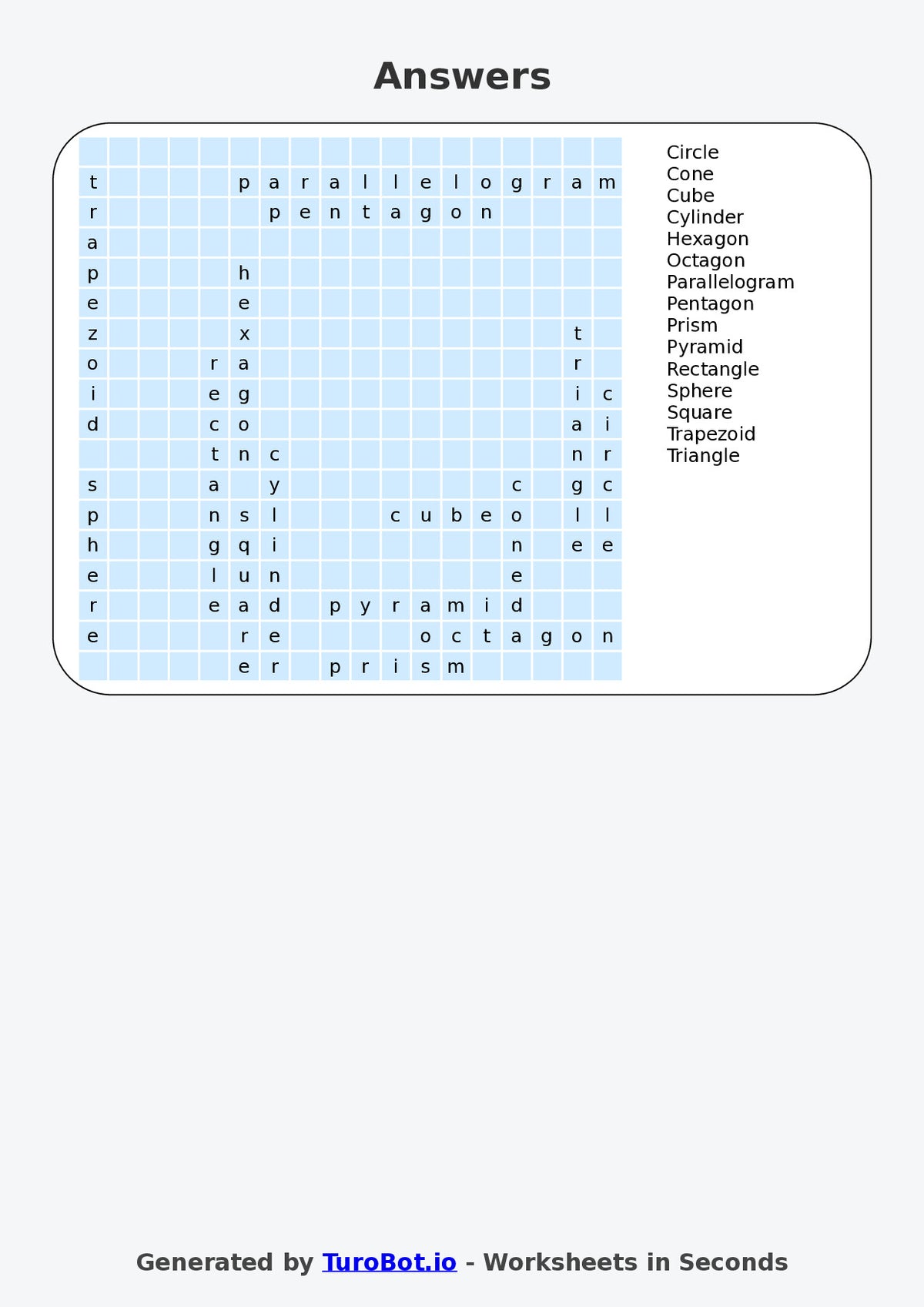 Math - Year 4 - Find a Word - Geometry Shapes – Free Find a Word Worksheet