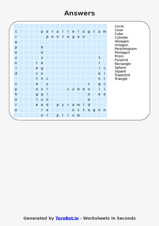 Math - Year 4 - Find a Word - Geometry Shapes – Free Find a Word Worksheet
