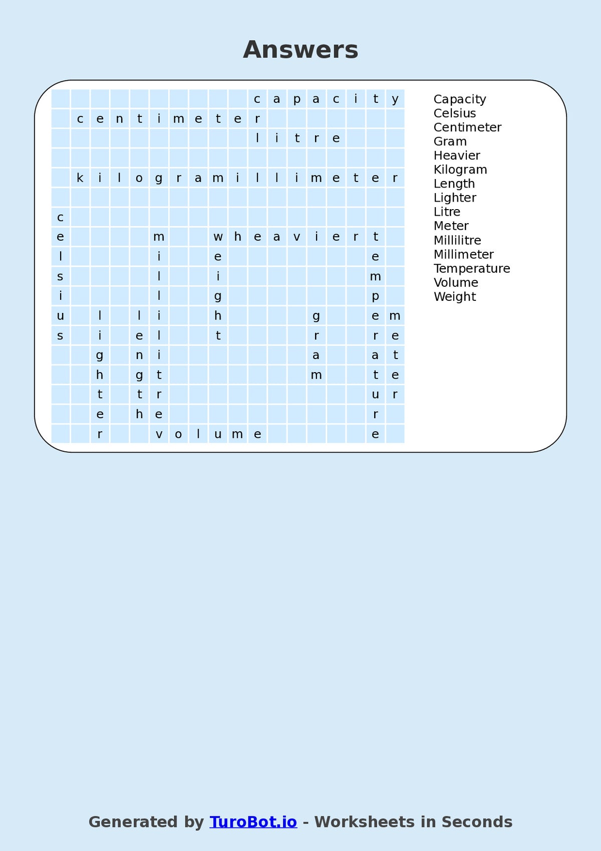 Math - Year 4 - Find a Word - Measurement Units – Free Find a Word Worksheet