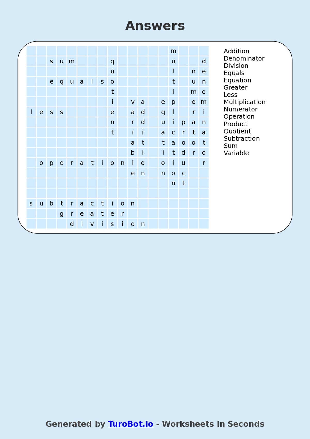 Math - Year 5 - Find a Word - Math Symbols – Free Find a Word Worksheet