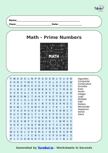 Math - Year 6 - Find a Word - Prime Numbers – Free Find a Word Worksheet