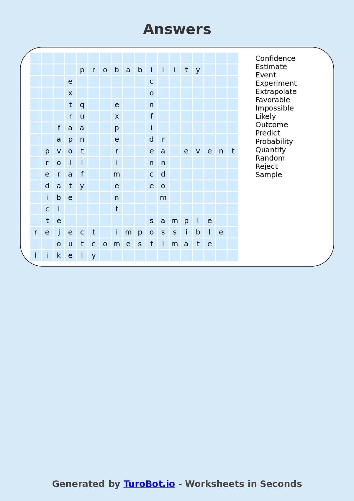 Math - Year 7 - Find a Word - Probability Terms – Free Find a Word Worksheet