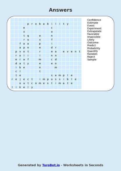 Math - Year 7 - Find a Word - Probability Terms – Free Find a Word Worksheet