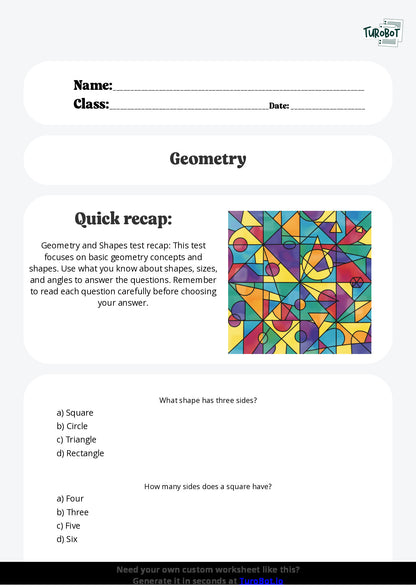 Free Worksheet - Year 4 Mathematics Geometry and Shapes Multiple Choice