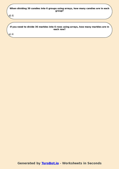 Year 4 Maths Multiple Choice Worksheet – Introduction to Division Using Arrays