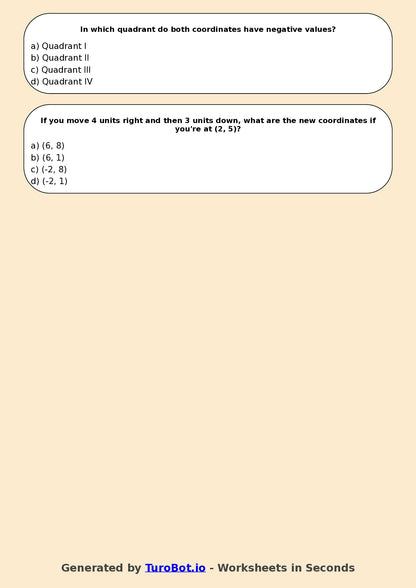 Year 6 Maths Multiple Choice Worksheet – Coordinate Grids in All Quadrants