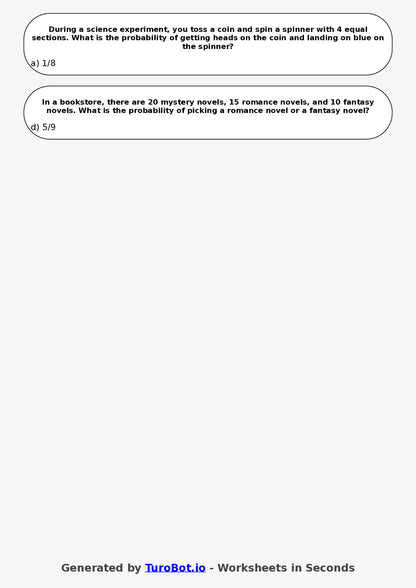 Year 6 Maths Multiple Choice Worksheet – Probability Language and Events