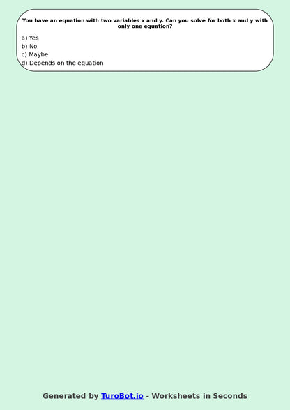 Year 7 Maths Multiple Choice Worksheet – Algebra Basics