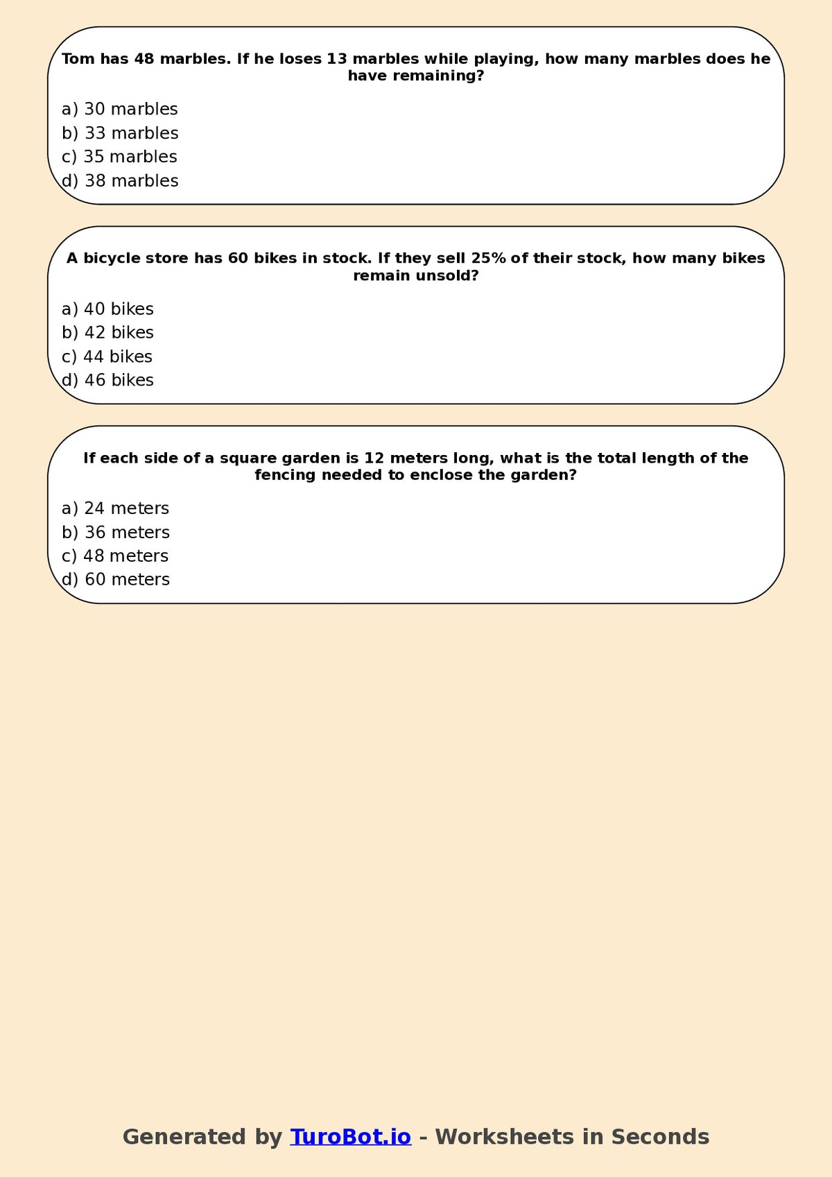 Year 7 Maths Multiple Choice Worksheet – Integer Operations Using Context