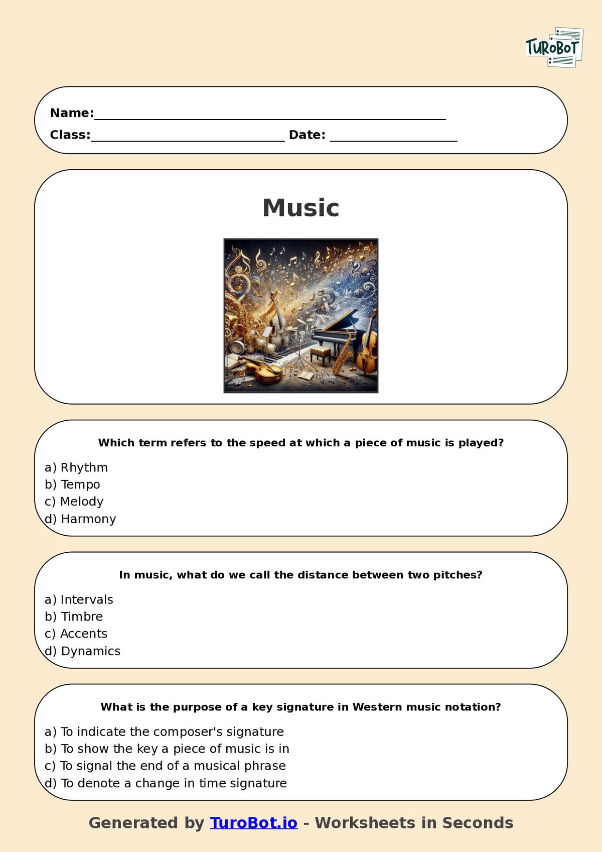 Year 11 Music Multiple Choice Worksheet – Music Theory Fundamentals