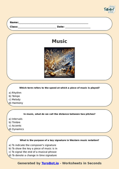 Year 11 Music Multiple Choice Worksheet – Music Theory Fundamentals